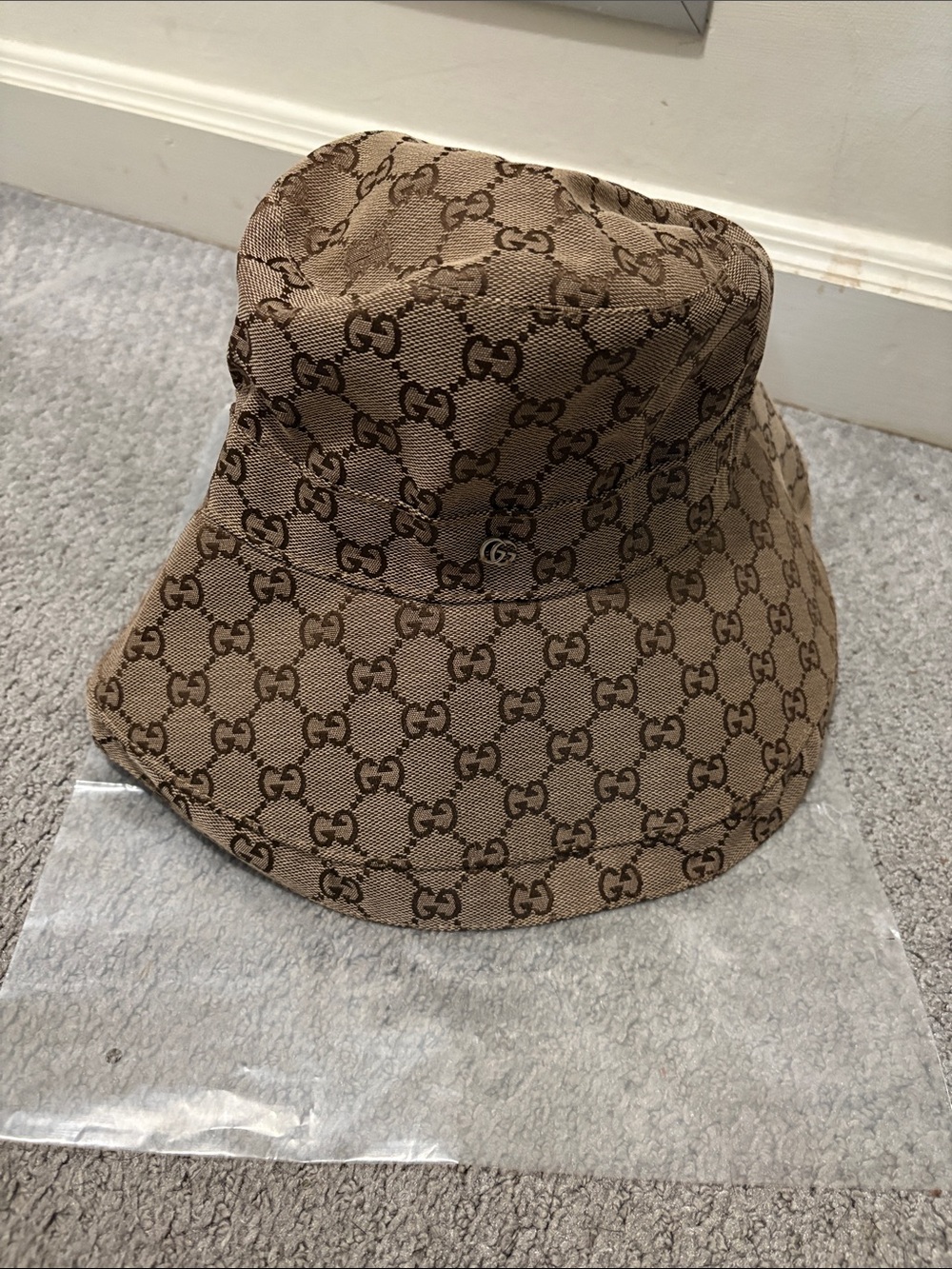 Gucci Brown Monogram Wide-Brim Sun Hat - Picture 6 of 9